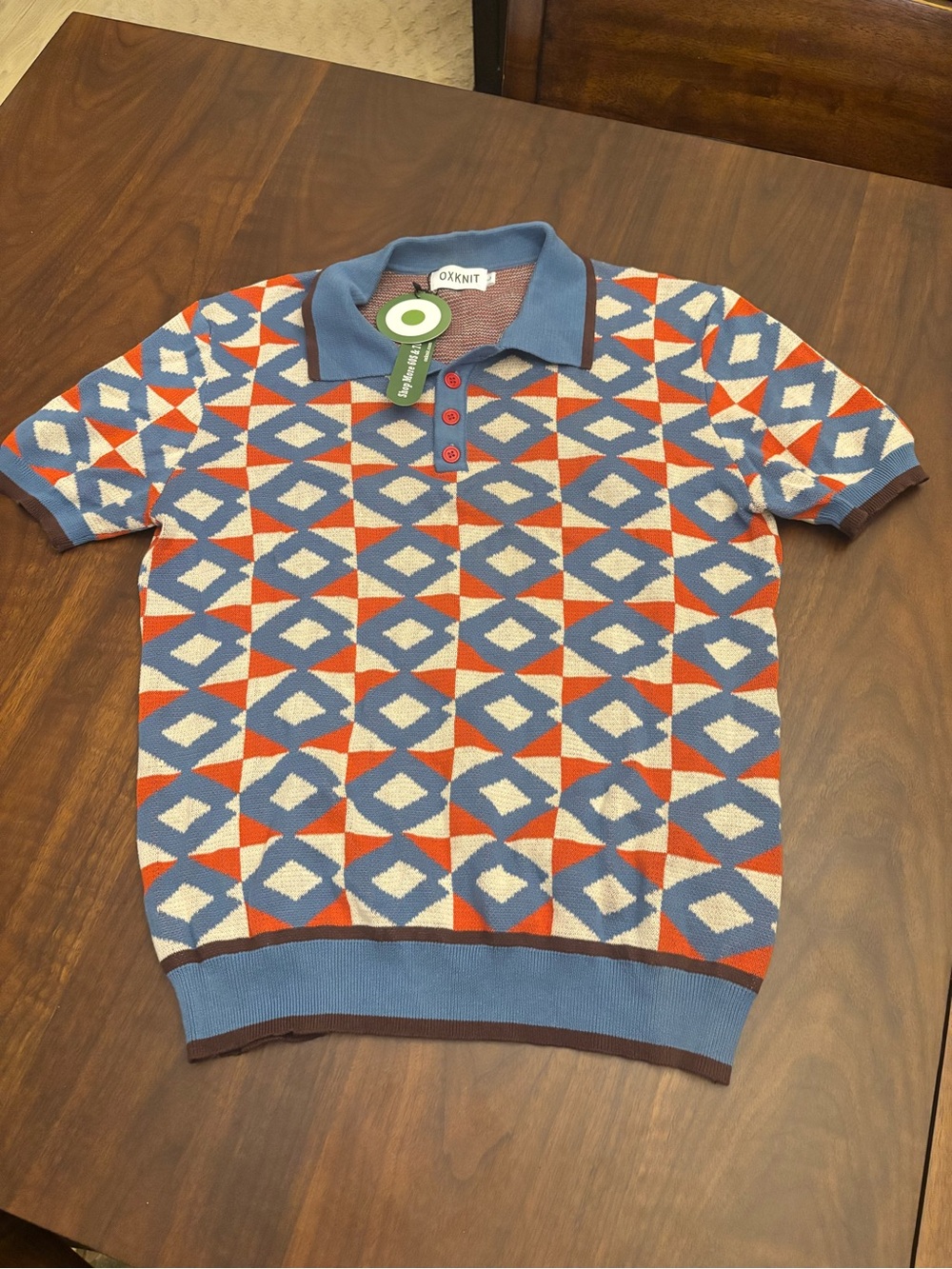 OXKNIT Retro Knit Polo Shirts Lot 2 Size L NWT 60s 70s Mod - Picture 5 of 7